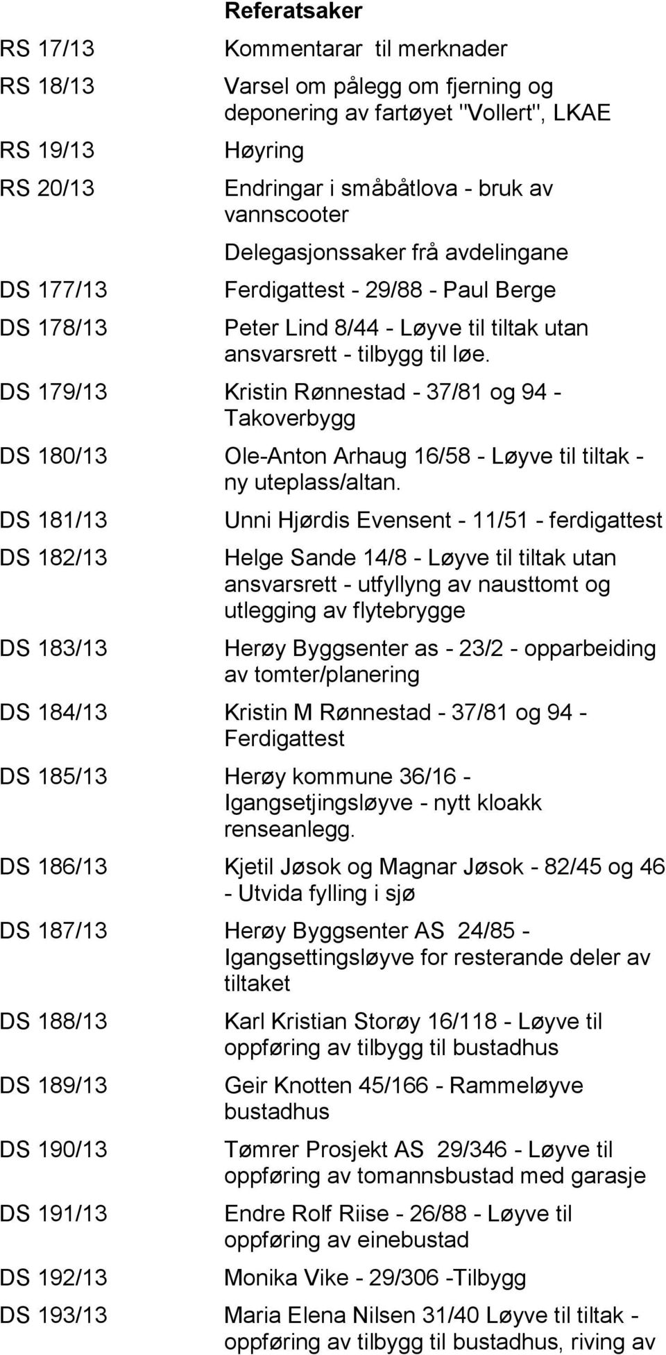 DS 179/13 Kristin Rønnestad - 37/81 og 94 - Takoverbygg DS 180/13 Ole-Anton Arhaug 16/58 - Løyve til tiltak - ny uteplass/altan.