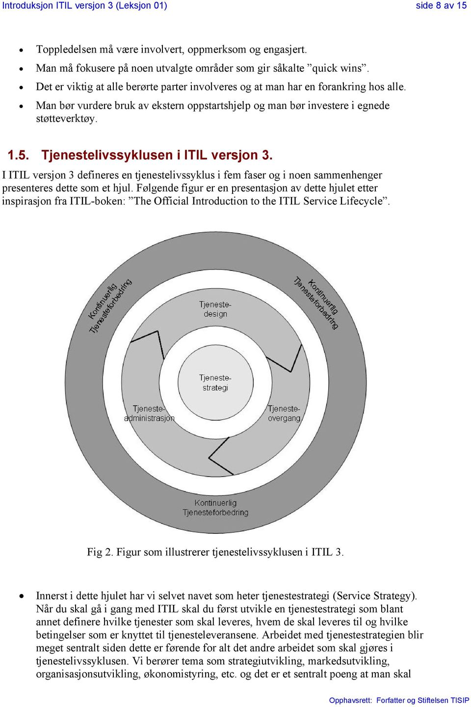 Tjenestelivssyklusen i ITIL versjon 3. I ITIL versjon 3 defineres en tjenestelivssyklus i fem faser og i noen sammenhenger presenteres dette som et hjul.