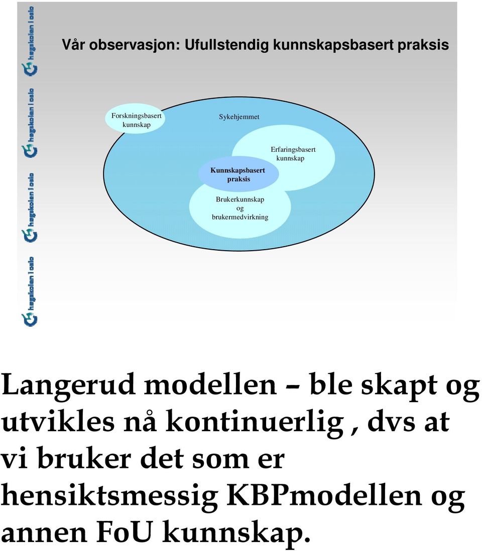 Brukerkunnskap og brukermedvirkning Langerud modellen ble skapt og utvikles