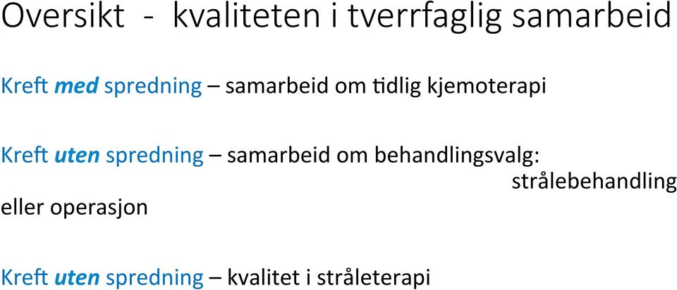 uten spredning samarbeid om behandlingsvalg: