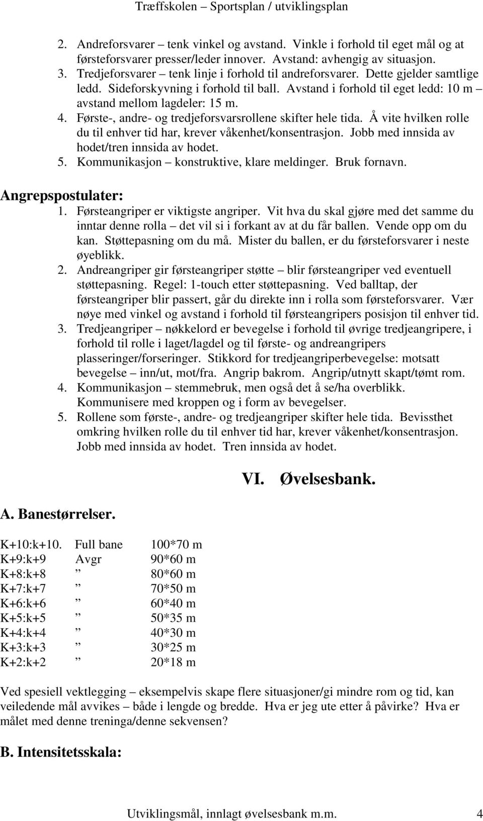 Første-, andre- og tredjeforsvarsrollene skifter hele tida. Å vite hvilken rolle du til enhver tid har, krever våkenhet/konsentrasjon. Jobb med innsida av hodet/tren innsida av hodet. 5.