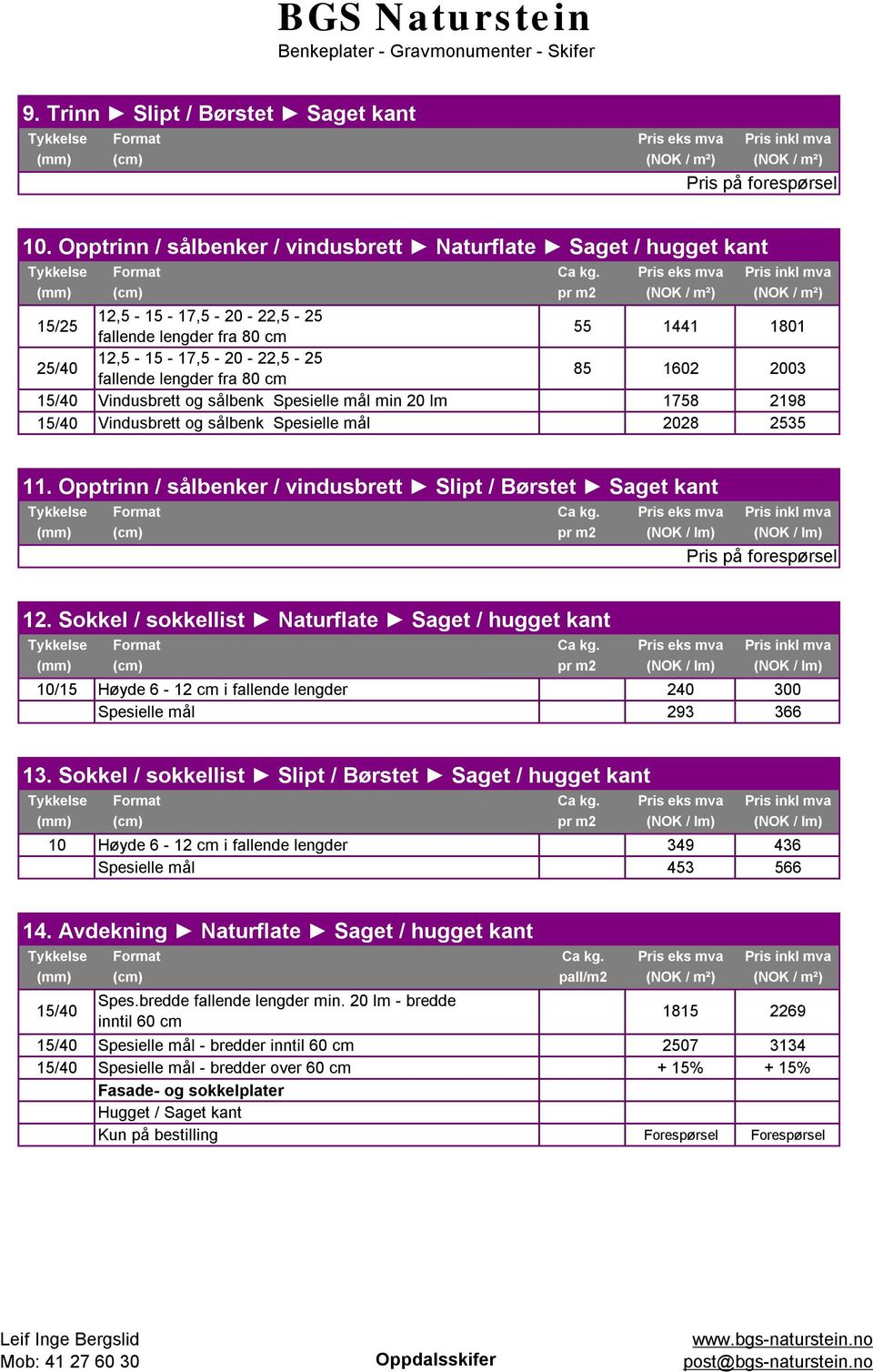 cm 85 1602 2003 15/40 Vindusbrett og sålbenk Spesielle mål min 20 lm 1758 2198 15/40 Vindusbrett og sålbenk Spesielle mål 2028 2535 11.