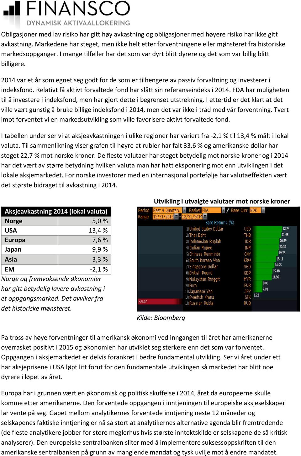 2014 var et år som egnet seg godt for de som er tilhengere av passiv forvaltning og investerer i indeksfond. Relativt få aktivt forvaltede fond har slått sin referanseindeks i 2014.