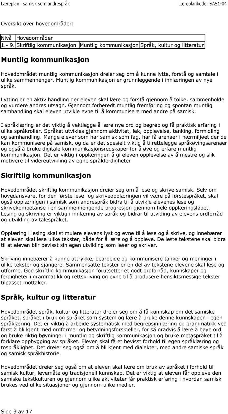 Gjennom forberedt muntlig fremføring og spontan muntlig samhandling skal eleven utvikle evne til å kommunisere med andre på samisk.