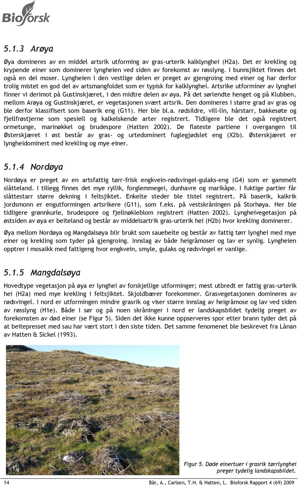 Artsrike utforminer av lynghei finner vi derimot på Gustinskjæret, i den midtre delen av øya. På det sørlendte henget og på Klubben, mellom Arøya og Gustinskjæret, er vegetasjonen svært artsrik.