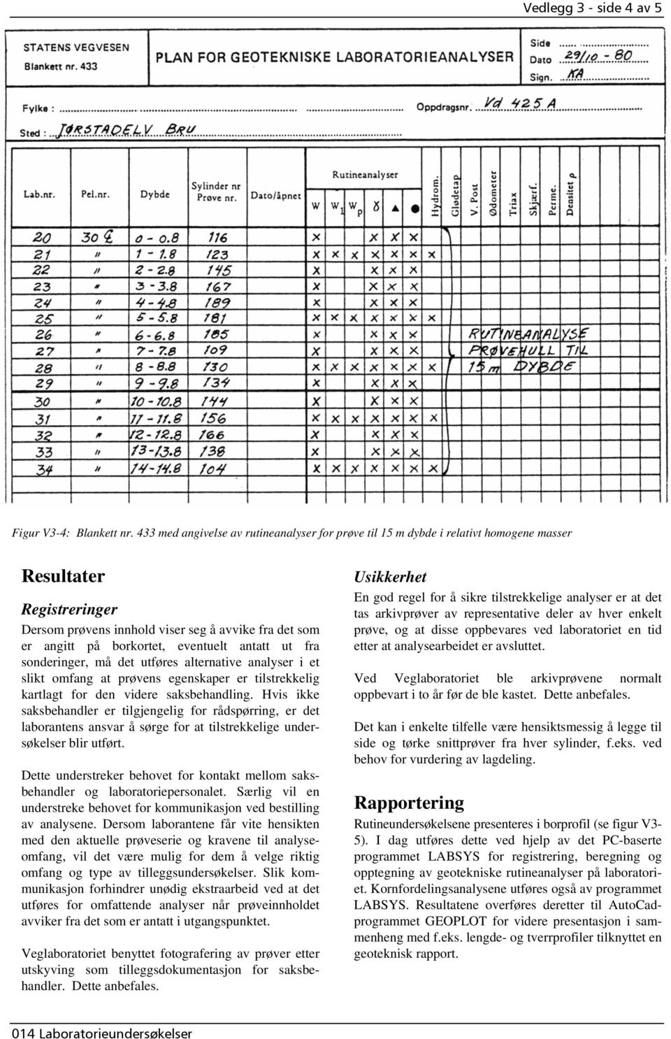 eventuelt antatt ut fra sonderinger, må det utføres alternative analyser i et slikt omfang at prøvens egenskaper er tilstrekkelig kartlagt for den videre saksbehandling.