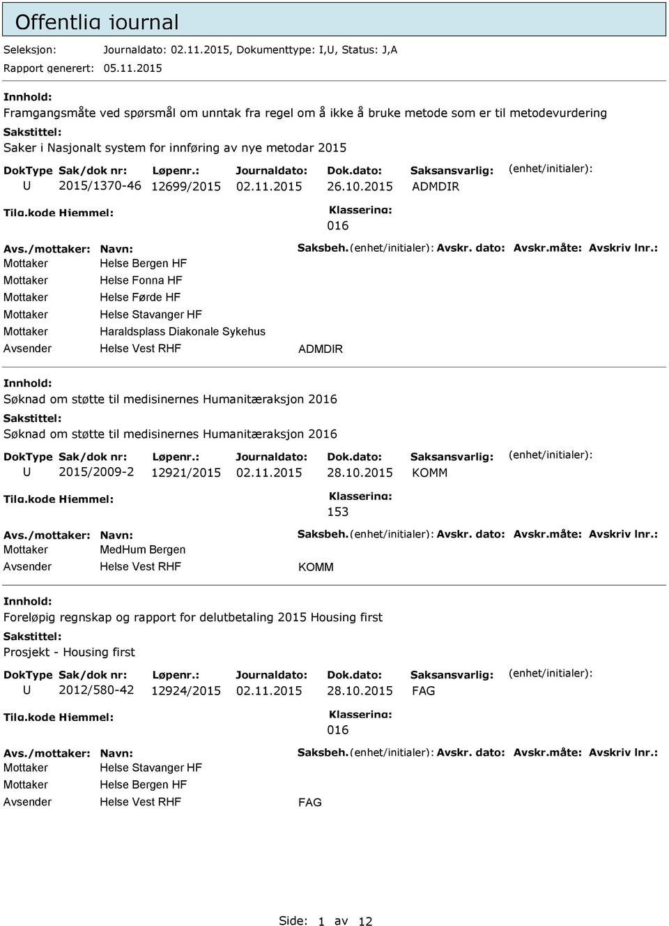 2015 ADMDR Avs./mottaker: Navn: Saksbeh. Avskr. dato: Avskr.måte: Avskriv lnr.