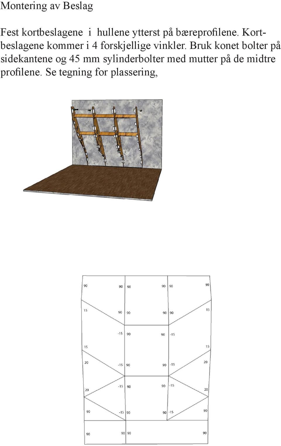 Kortbeslagene kommer i 4 forskjellige vinkler.