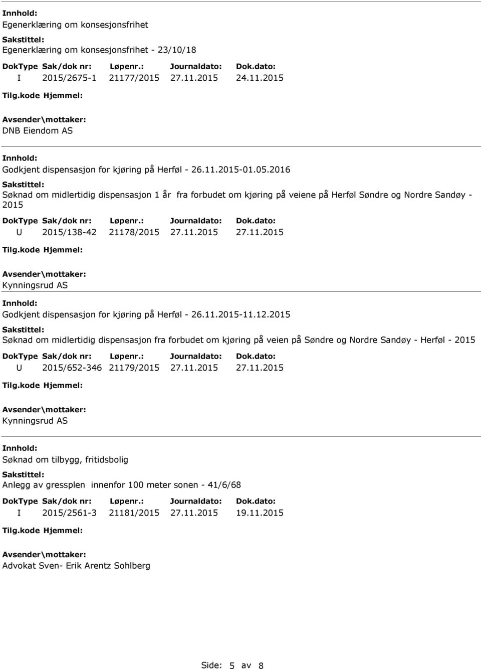 for kjøring på Herføl - 26.11.2015-11.12.