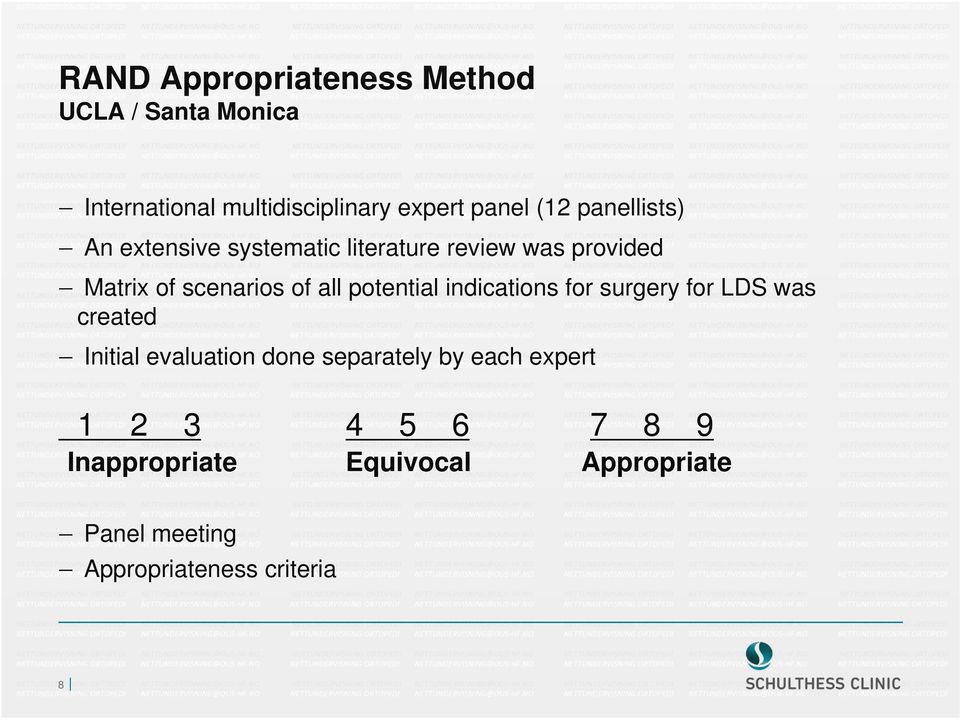 potential indications for surgery for LDS was created Initial evaluation done separately by each