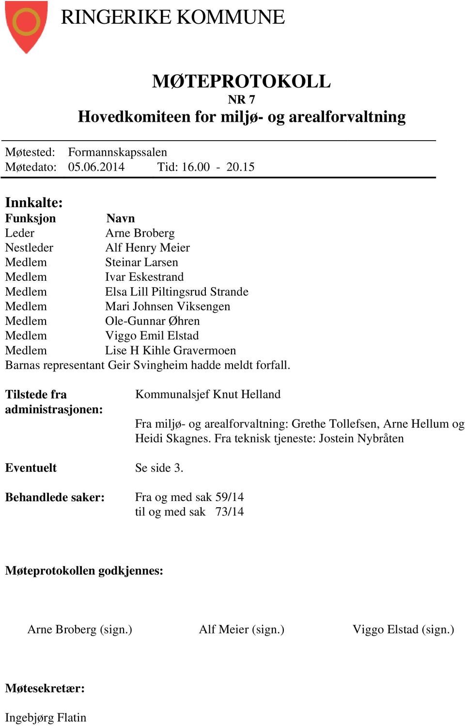 Ole-Gunnar Øhren Medlem Viggo Emil Elstad Medlem Lise H Kihle Gravermoen Barnas representant Geir Svingheim hadde meldt forfall.