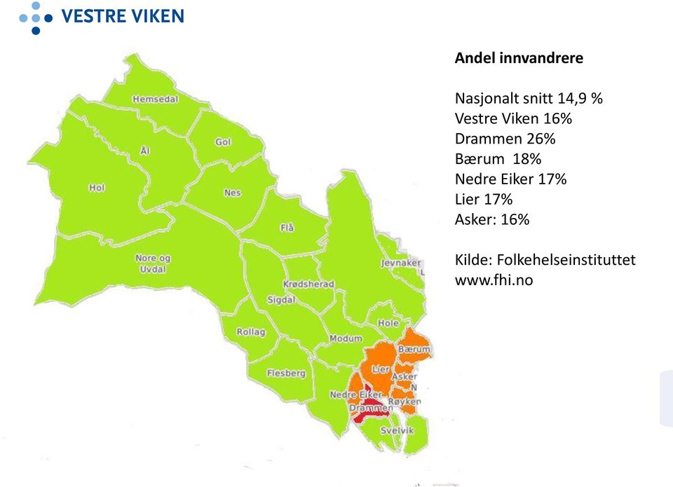 18% Nedre Eiker 17% Lier 17% Asker: