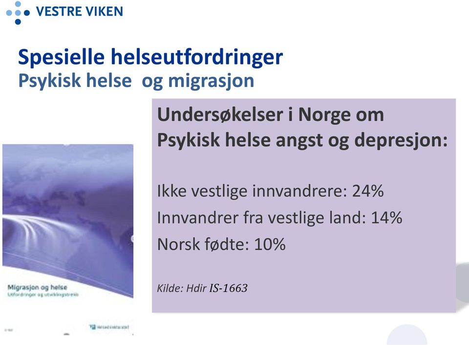 angst og depresjon: Ikke vestlige innvandrere: 24%