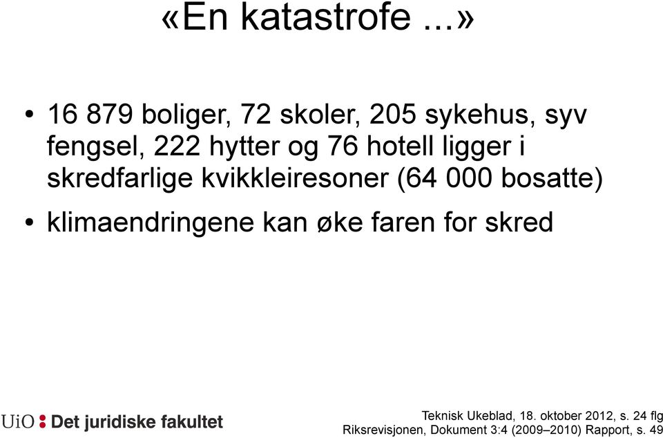 76 hotell ligger i skredfarlige kvikkleiresoner (64 000 bosatte)