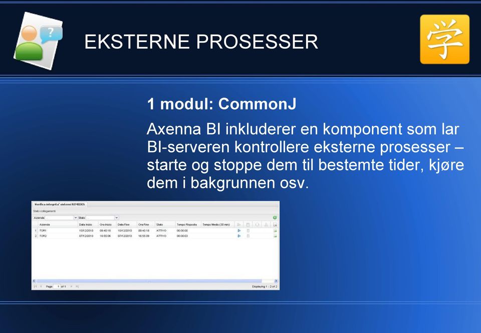 kontrollere eksterne prosesser starte og stoppe