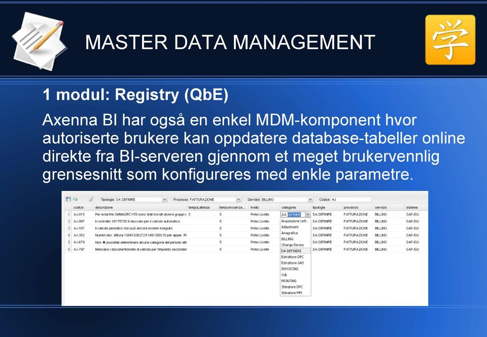 oppdatere database-tabeller online direkte fra BI-serveren