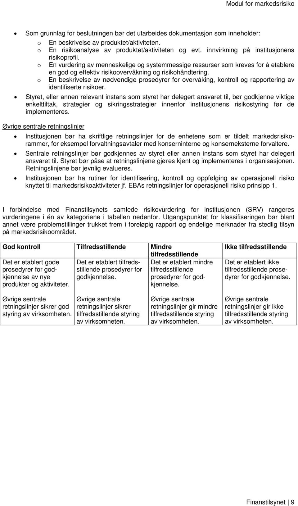 En beskrivelse av nødvendige prosedyrer for overvåking, kontroll og rapportering av identifiserte risikoer.