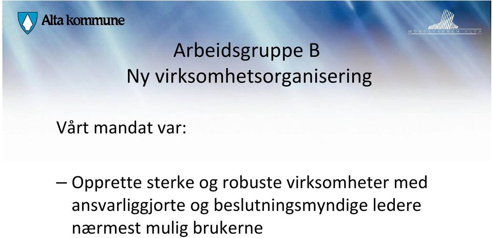 robuste virksomheter med ansvarliggjorte