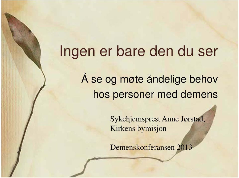 demens Sykehjemsprest Anne Jørstad,