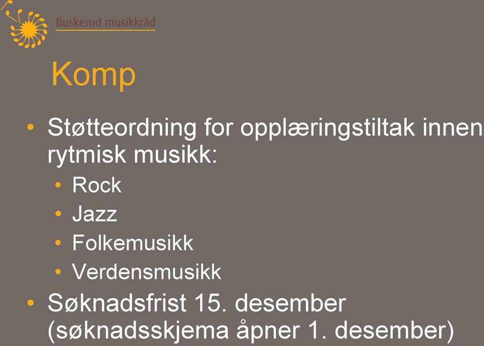 Folkemusikk Verdensmusikk Søknadsfrist