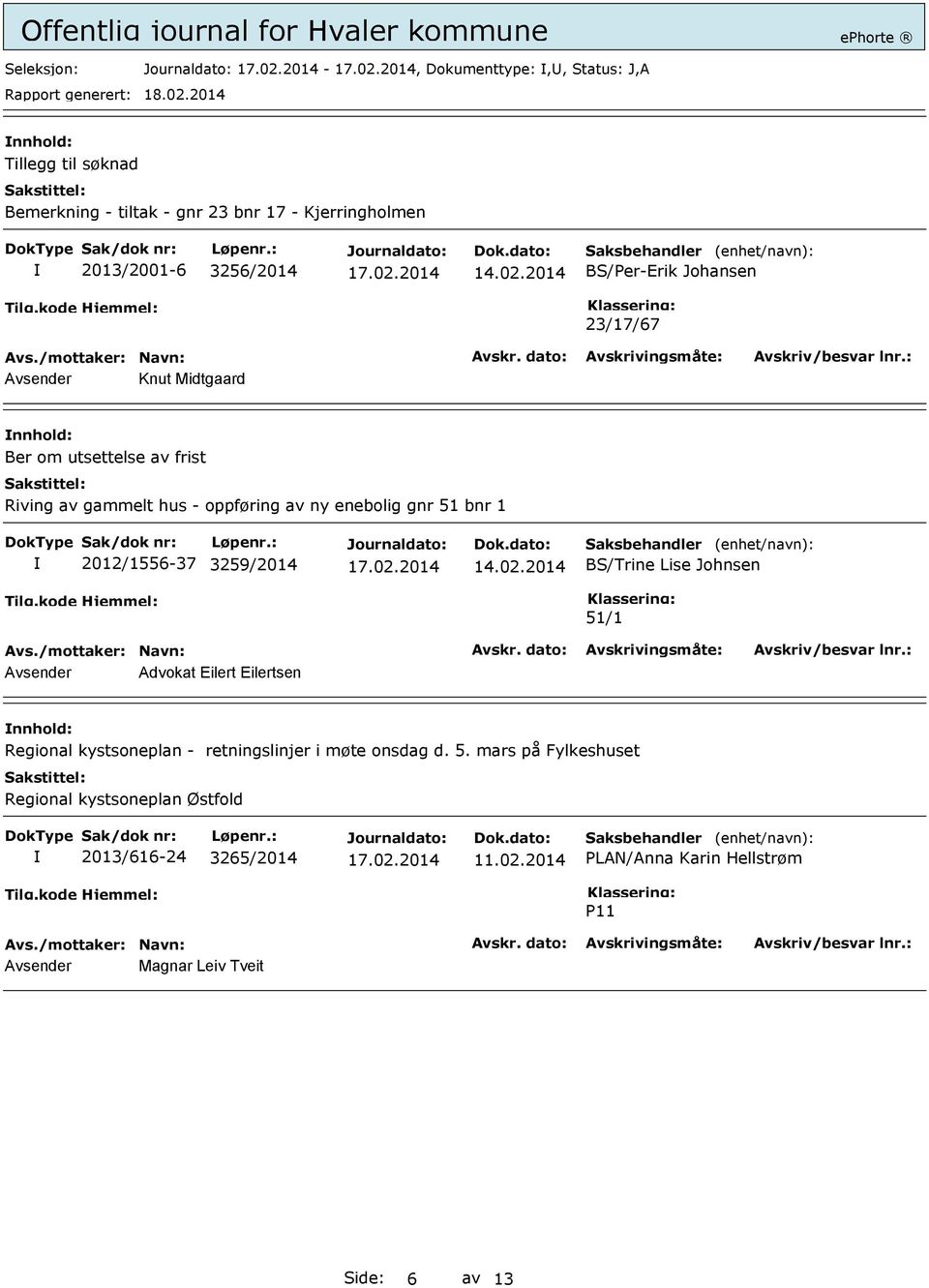 2012/1556-37 3259/2014 BS/Trine Lise Johnsen 51/1 Avsender Advokat Eilert Eilertsen Regional kystsoneplan - retningslinjer i møte onsdag d.