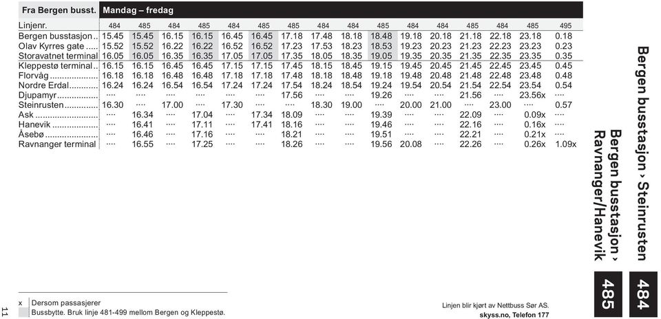 05 17.35 18.05 18.35 19.05 19.35 20.35 21.35 22.35 23.35 0.35 Kleppestø terminal... 16.15 16.15 16.45 16.45 17.15 17.15 17.45 18.15 18.45 19.15 19.45 20.45 21.45 22.45 23.45 0.45 Florvåg... 16.18 16.