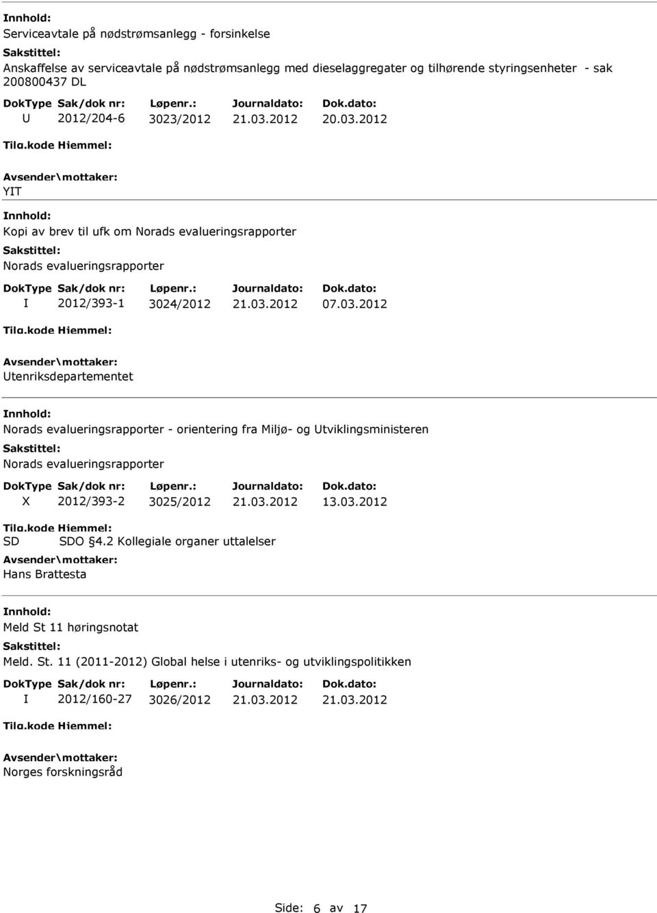 2012 tenriksdepartementet Norads evalueringsrapporter - orientering fra Miljø- og tviklingsministeren Norads evalueringsrapporter X 2012/393-2 3025/2012 13.03.2012 Tilg.