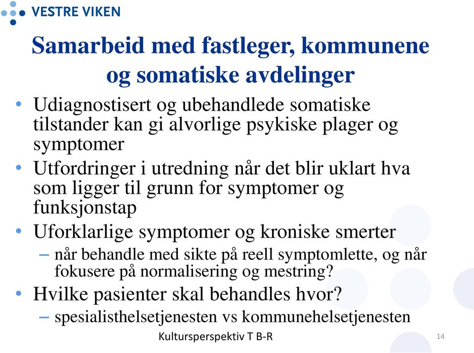 symptomer og funksjonstap Uforklarlige symptomer og kroniske smerter når behandle med sikte på reell symptomlette, og