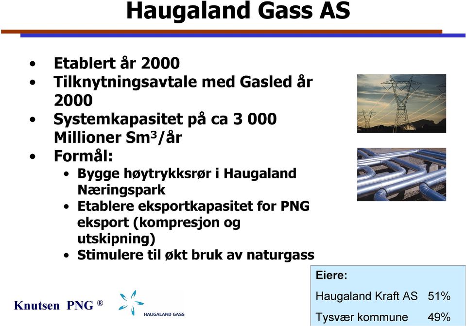 Haugaland Næringspark Etablere eksportkapasitet for PNG eksport (kompresjon og