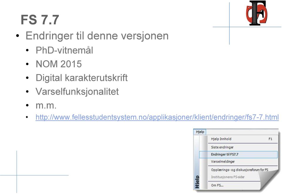 Varselfunksjonalitet m.m. http://www.