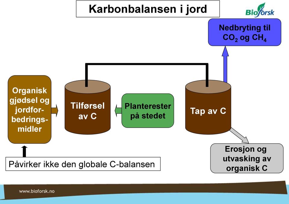 av C Planterester på stedet Tap av C Påvirker ikke