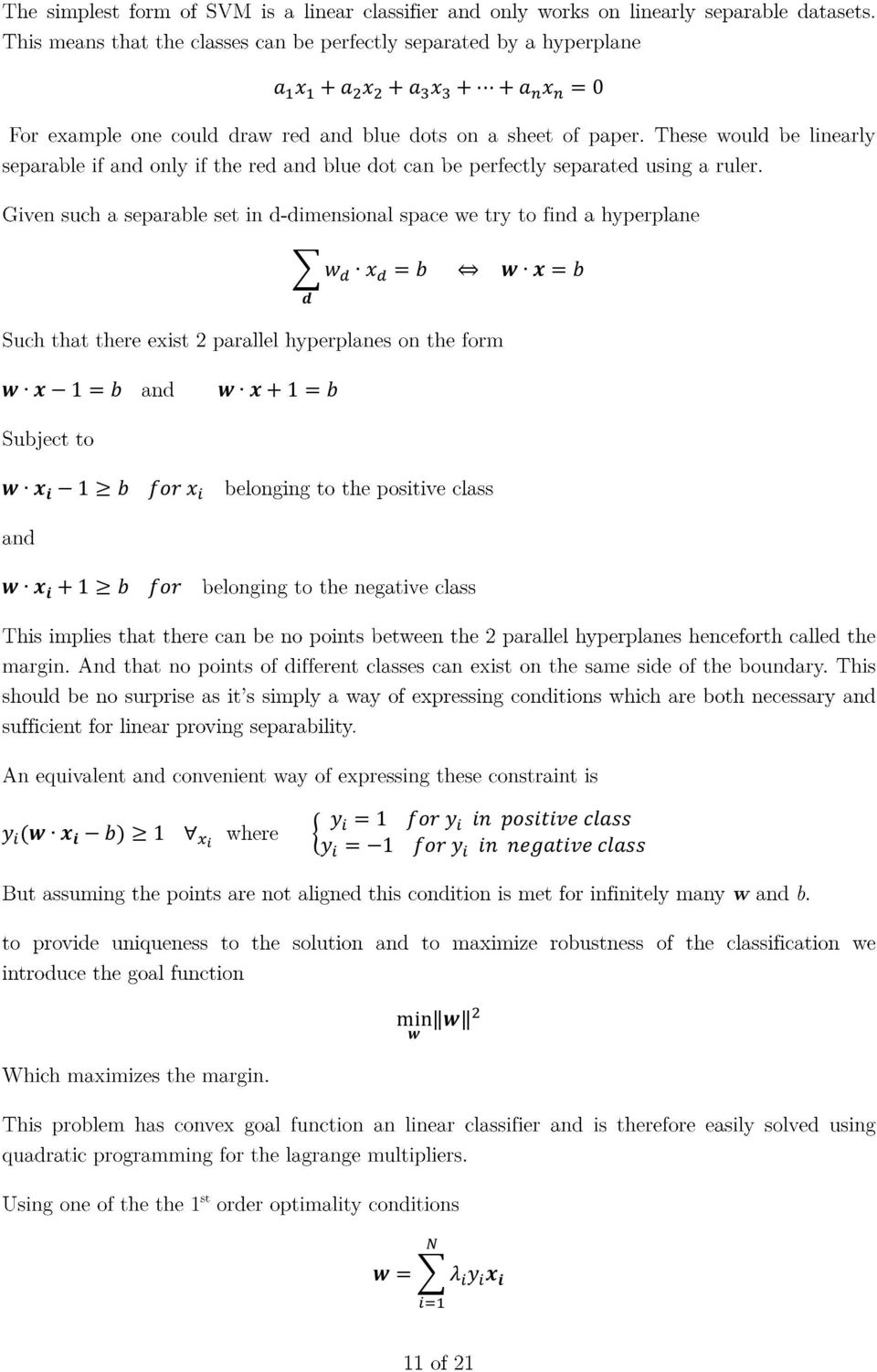 for y (w x b) 1 { y = 1 for y in positive