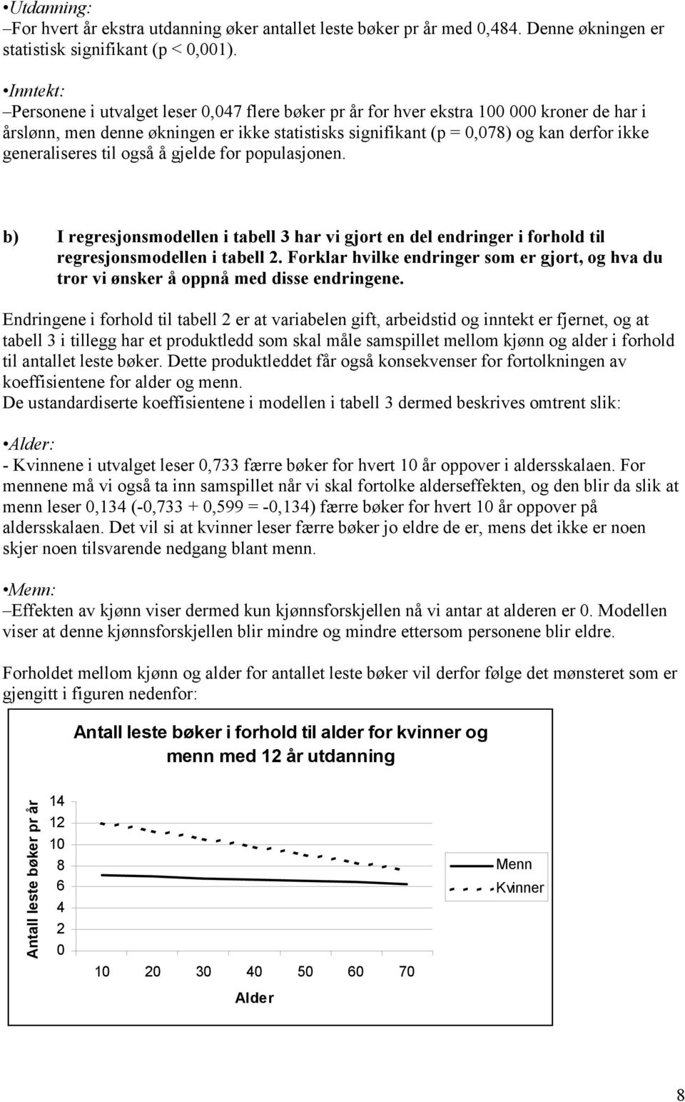 generaliseres til også å gjelde for populasjonen. b) I regresjonsmodellen i tabell 3 har vi gjort en del endringer i forhold til regresjonsmodellen i tabell 2.