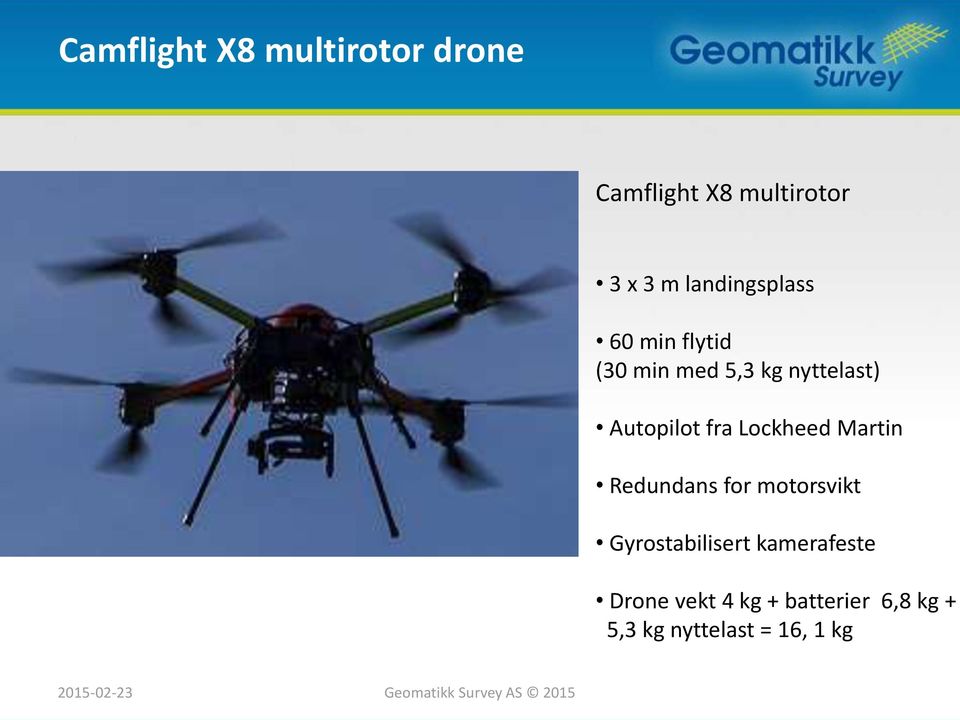Redundans for motorsvikt Gyrostabilisert kamerafeste Drone vekt 4 kg +