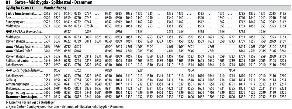 .. 0842 0942 1042 1142 1242... 1342 1442... 1542... 1642... 1742 1842 1942 2042 2142 Midtbygda...0533 0633 0716c 0733 0755b... 0853 0953 1053 1153 1253... 1353 1453... 1553... 1653.