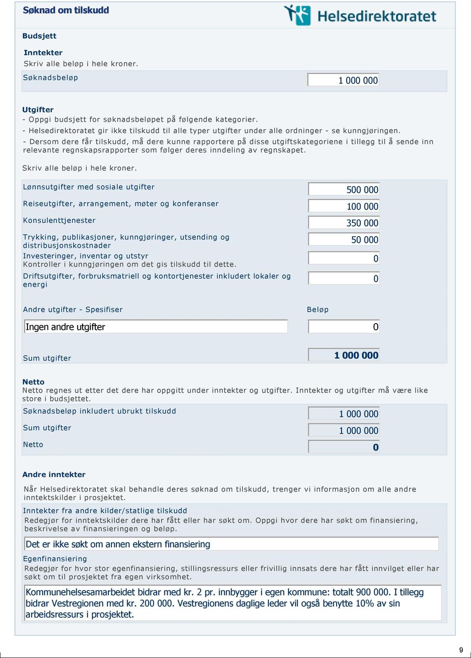 Dersom dere får tilskudd, må dere kunne rapportere på disse utgiftskategoriene i tillegg til å sende inn relevante regnskapsrapporter som følger deres inndeling av regnskapet.