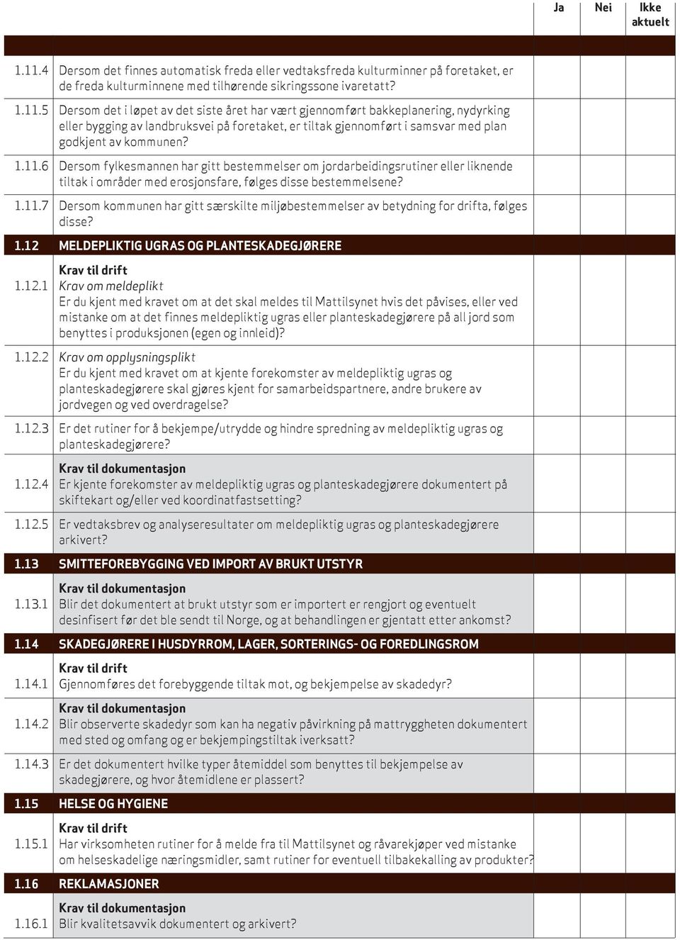 5 Dersom det i løpet av det siste året har vært gjennomført bakkeplanering, nydyrking eller bygging av landbruksvei på foretaket, er tiltak gjennomført i samsvar med plan godkjent av kommunen? 1.11.