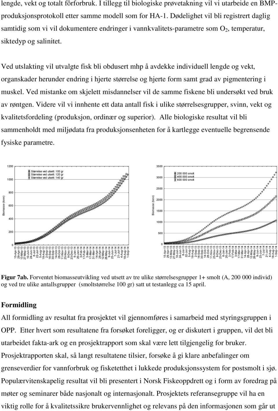 Ved utslakting vil utvalgte fisk bli obdusert mhp å avdekke individuell lengde og vekt, organskader herunder endring i hjerte størrelse og hjerte form samt grad av pigmentering i muskel.