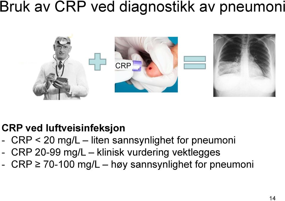 for pneumoni - CRP 20-99 mg/l klinisk vurdering