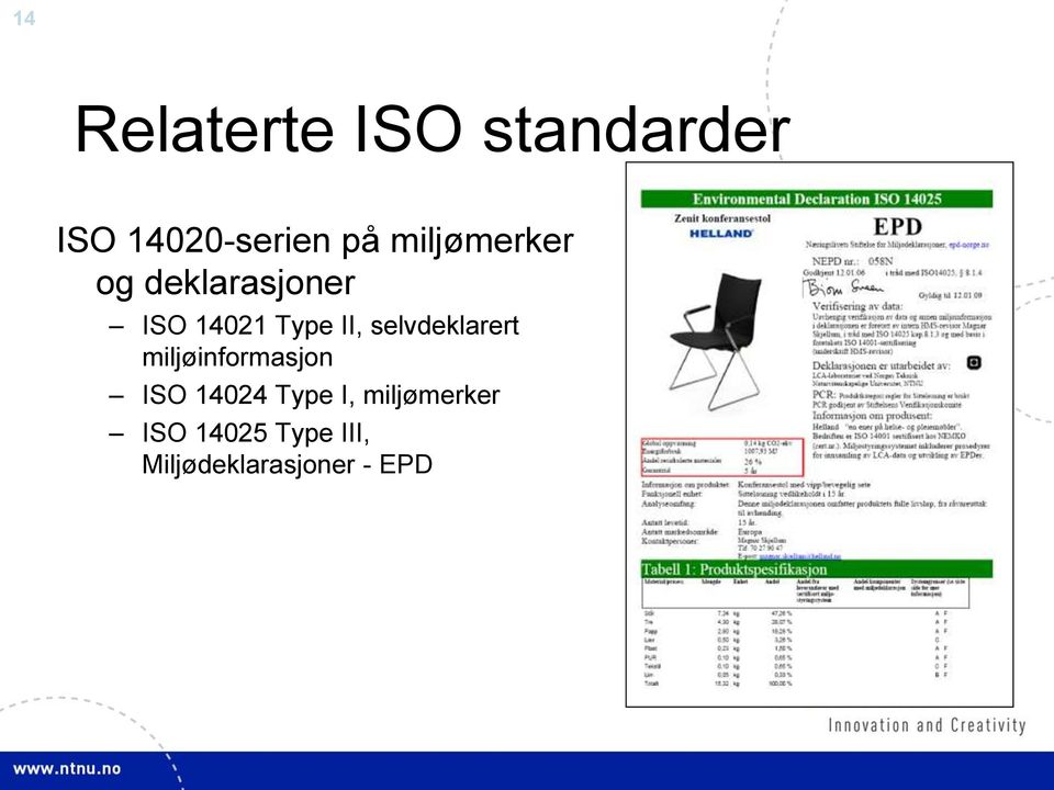 selvdeklarert miljøinformasjon ISO 14024 Type I,