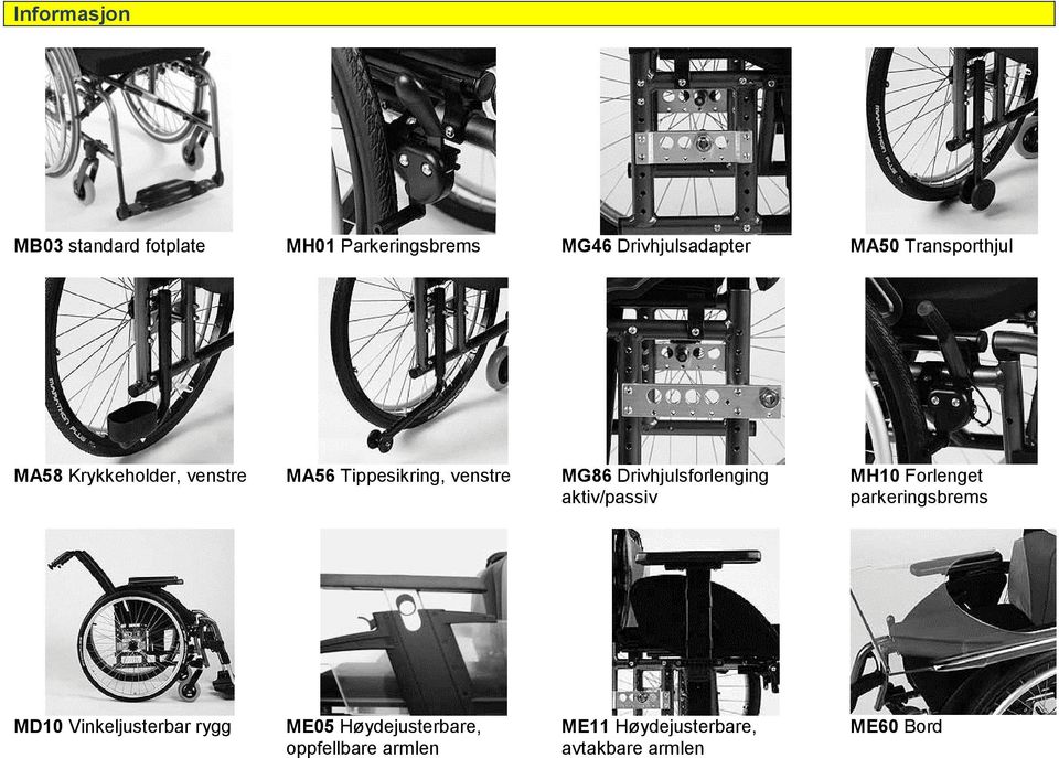 Drivhjulsforlenging aktiv/passiv MH10 Forlenget parkeringsbrems MD10