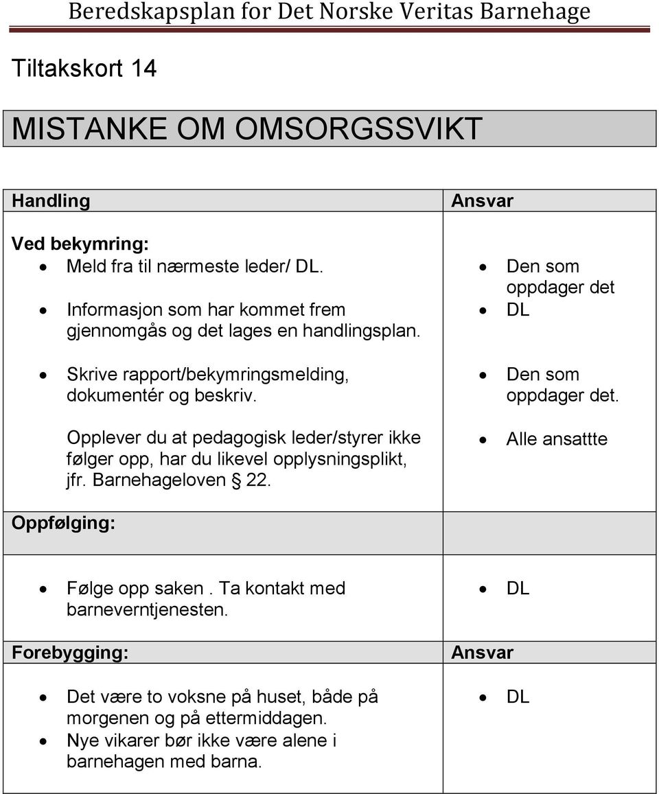 Den som oppdager det Skrive rapport/bekymringsmelding, dokumentér og beskriv. Den som oppdager det.