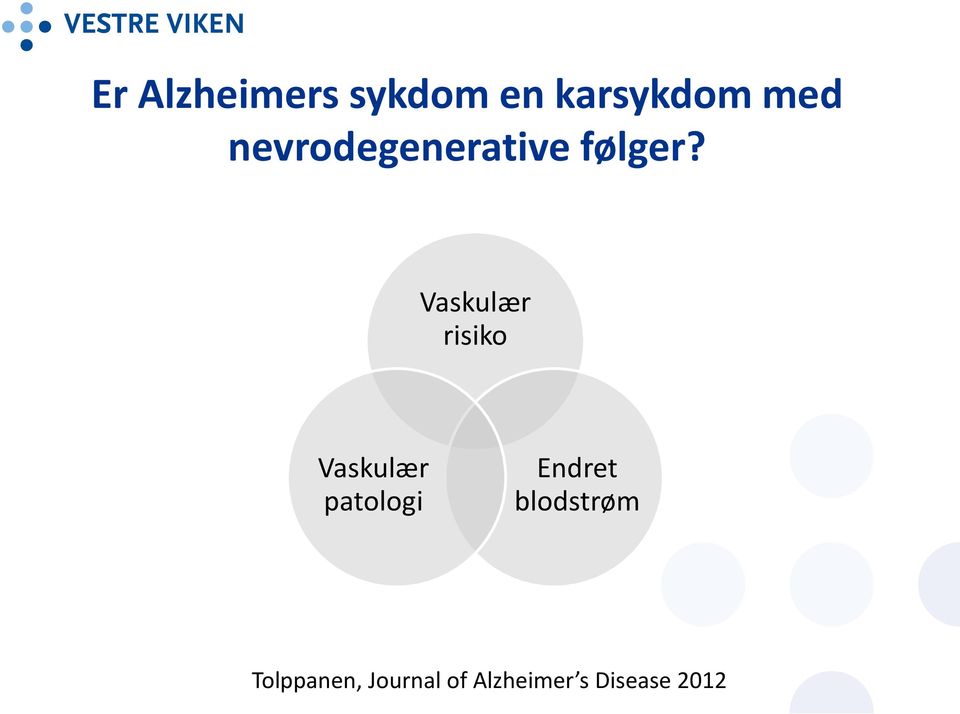 Vaskulær risiko Vaskulær patologi Endret