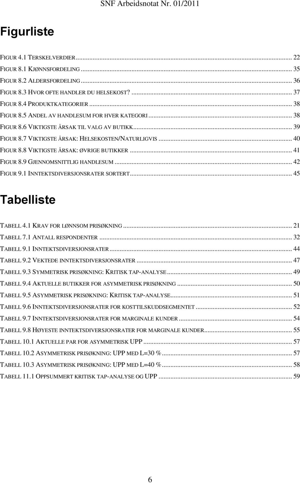 .. 41 FIGUR 8.9 GJENNOMSNITTLIG HANDLESUM... 42 FIGUR 9.1 INNTEKTSDIVERSJONSRATER SORTERT... 45 Tabelliste TABELL 4.1 KRAV FOR LØNNSOM PRISØKNING... 21 TABELL 7.1 ANTALL RESPONDENTER... 32 TABELL 9.