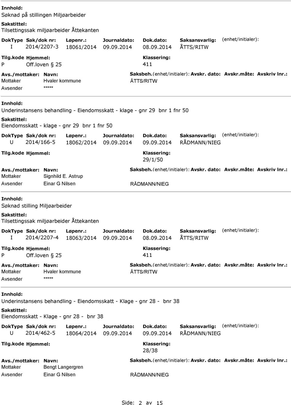 18062/2014 29/1/50 Mottaker Signhild E.