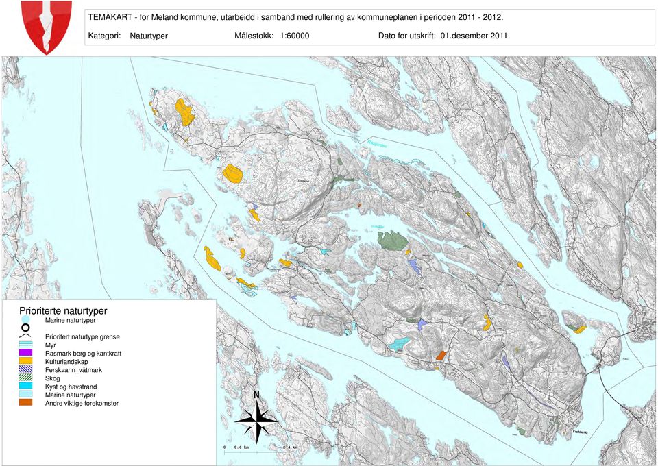 Prioriterte naturtyper u Marine naturtyper % Prioritert naturtype grense Myr Rasmark berg og