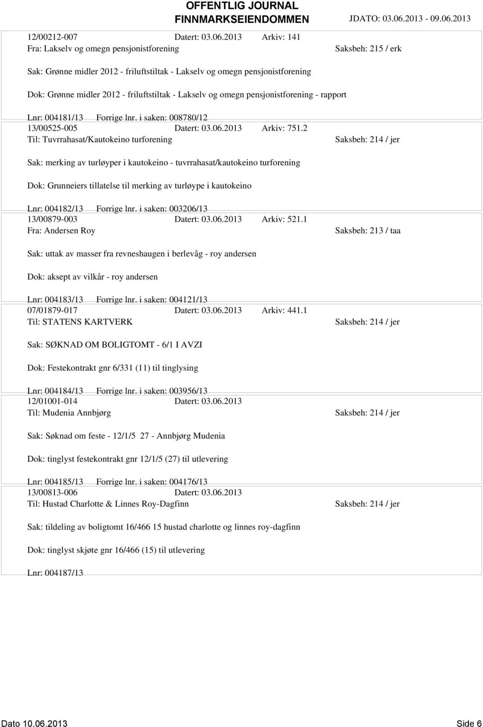 pensjonistforening - rapport Saksbeh: 215 / erk Lnr: 004181/13 Forrige lnr. i saken: 008780/12 13/00525-005 Datert: 03.06.2013 Arkiv: 751.