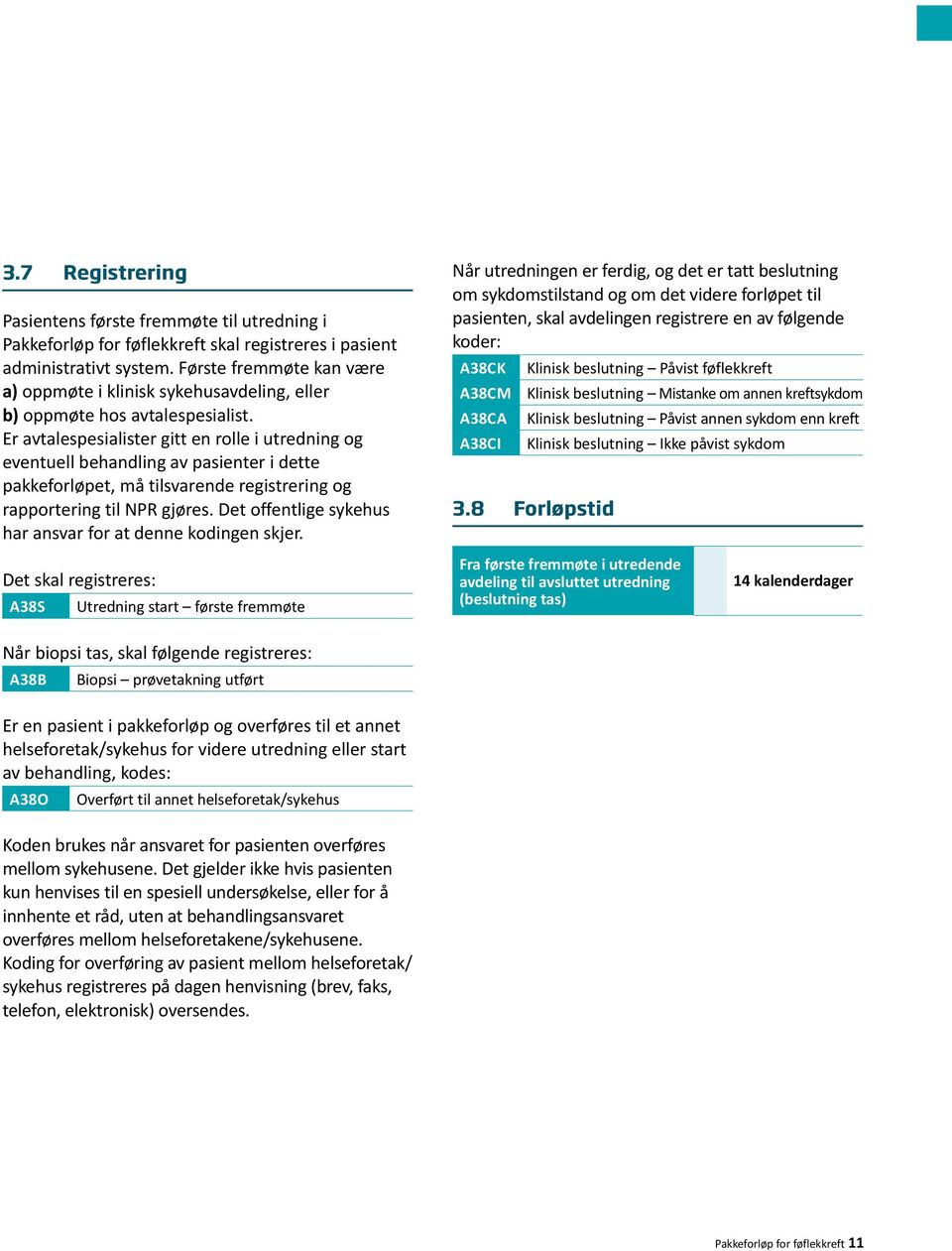 Er avtalespesialister gitt en rolle i utredning og eventuell behandling av pasienter i dette pakkeforløpet, må tilsvarende registrering og rapportering til NPR gjøres.