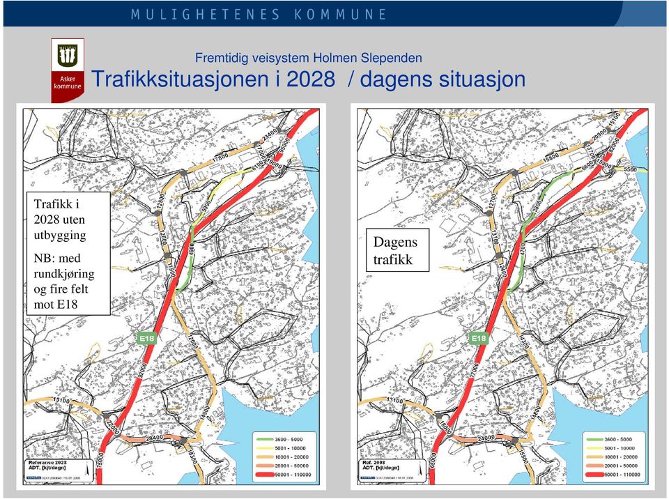 situasjon Trafikk i 2028 uten utbygging