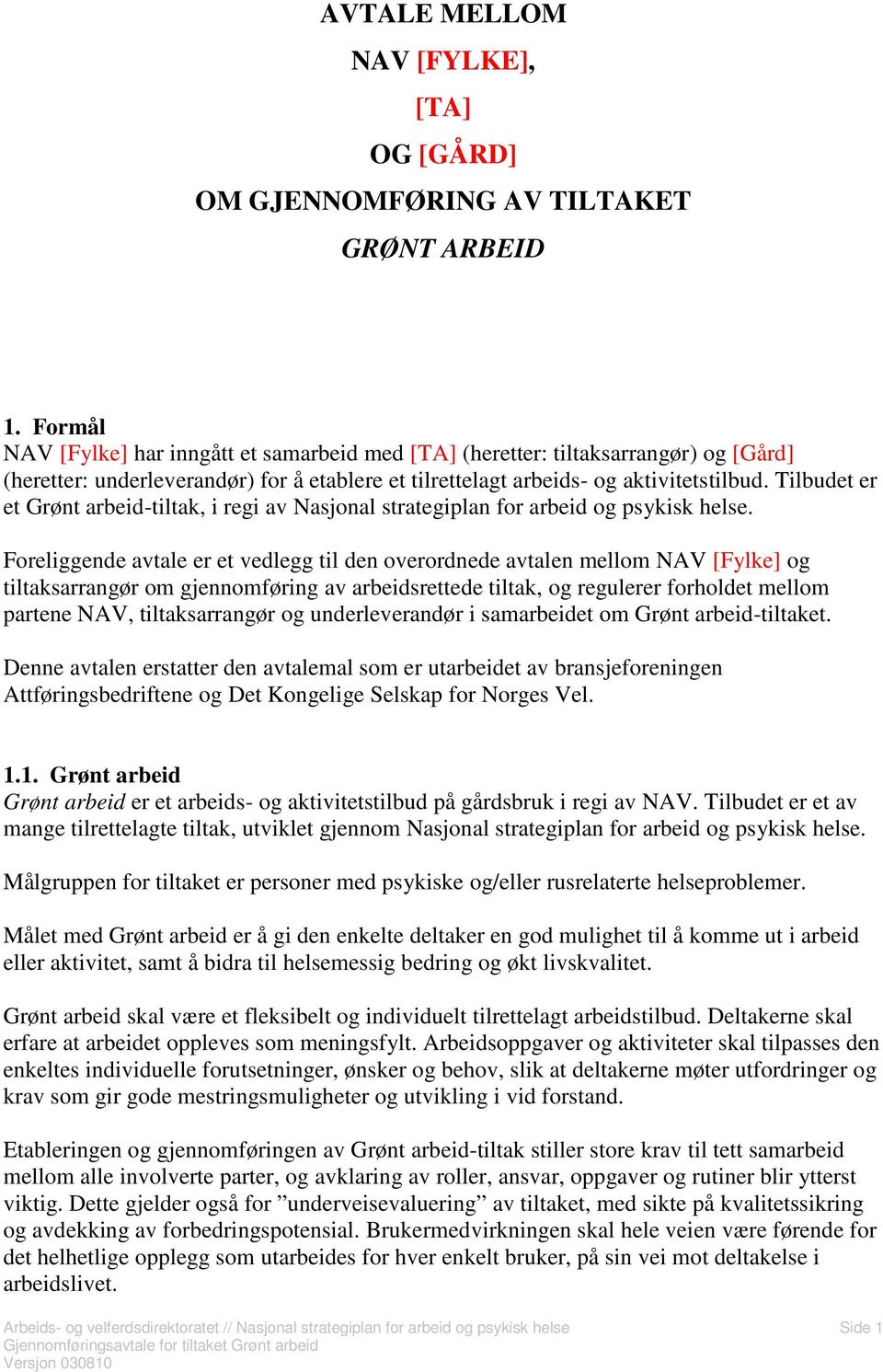 Tilbudet er et Grønt arbeid-tiltak, i regi av Nasjonal strategiplan for arbeid og psykisk helse.